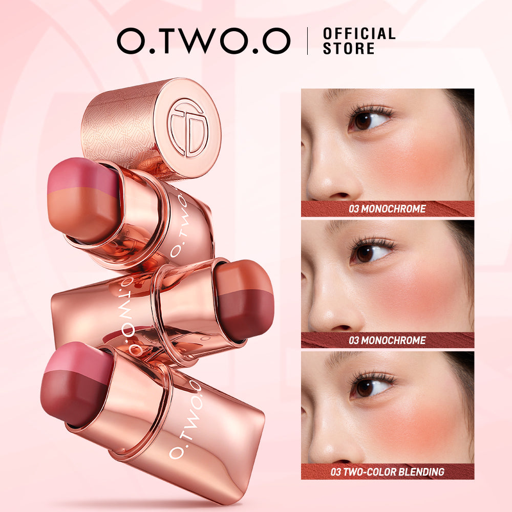 O.TWO.O Haute Dual Color Silky-Soft Lip & Cheek Stick Two-Color Combination Three Uses Soft Matte