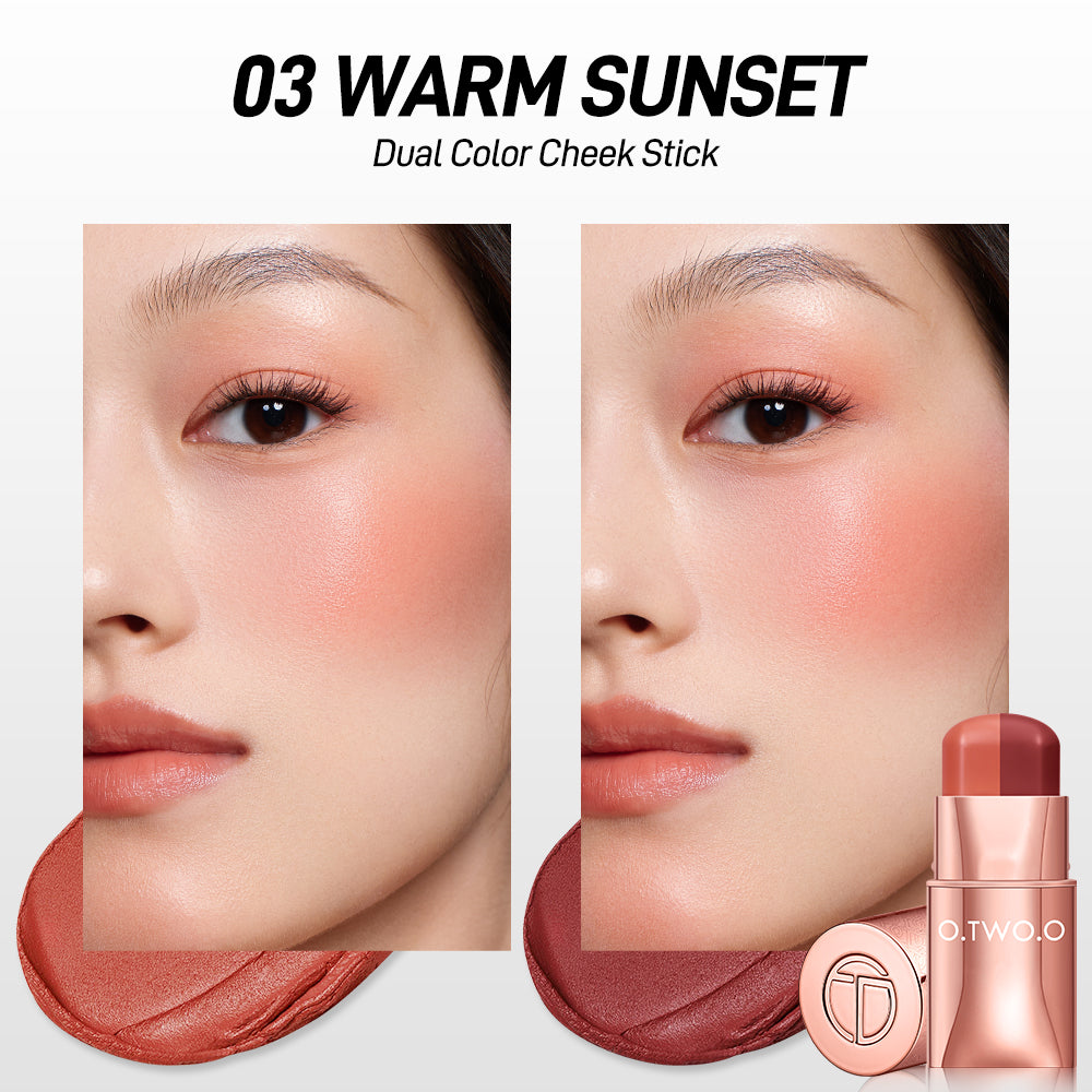 O.TWO.O Haute Dual Color Silky-Soft Lip & Cheek Stick Two-Color Combination Three Uses Soft Matte