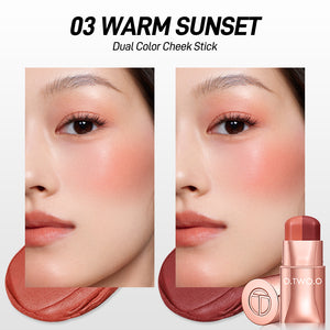 O.TWO.O Haute Dual Color Silky-Soft Lip & Cheek Stick Two-Color Combination Three Uses Soft Matte