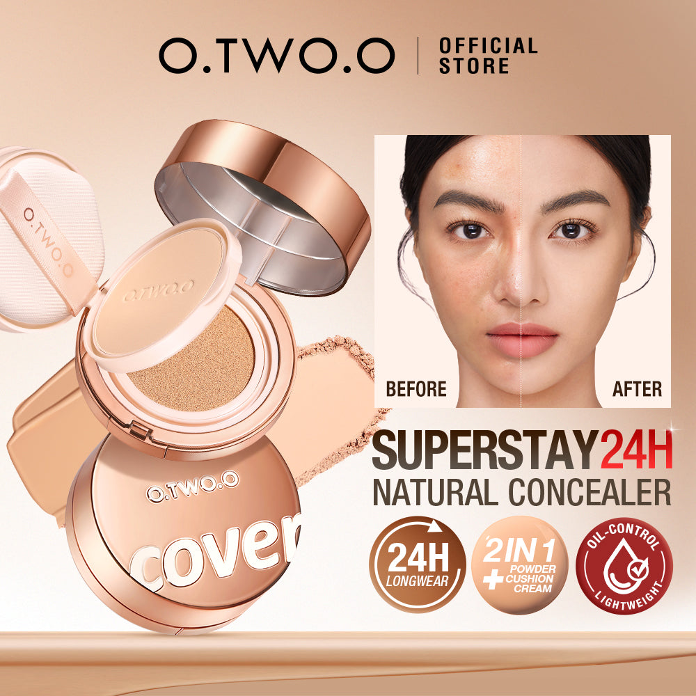 2 In 1 Cushion Foundation & Powder All Day Soft Focus Powder Cushion Cream Matte Lock Makeup Waterproof 24H Makeup Lasting