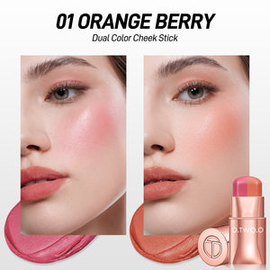 O.TWO.O Haute Dual Color Silky-Soft Lip & Cheek Stick Two-Color Combination Three Uses Soft Matte