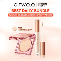 O.TWO.O Bedak Padat & Concealer Set 2PCS Full Coverage Waterproof Oil Control Long Lasting Matte Finish