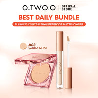 O.TWO.O Bedak Padat & Concealer Set 2PCS Full Coverage Waterproof Oil Control Long Lasting Matte Finish