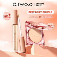 O.TWO.O Bedak Padat & Concealer Set 2PCS Full Coverage Waterproof Oil Control Long Lasting Matte Finish
